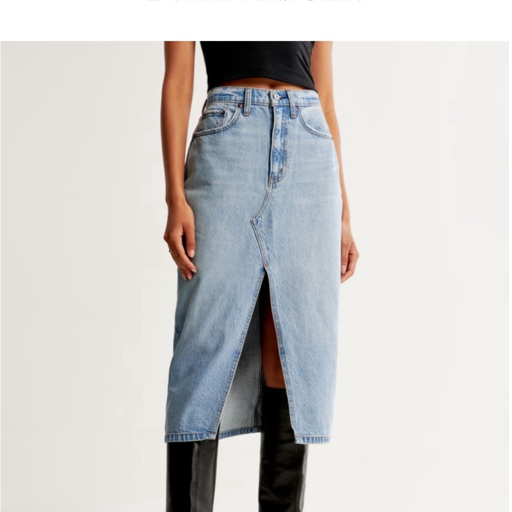 Abercrombie & Fitch Blue Denim Midi Skirt